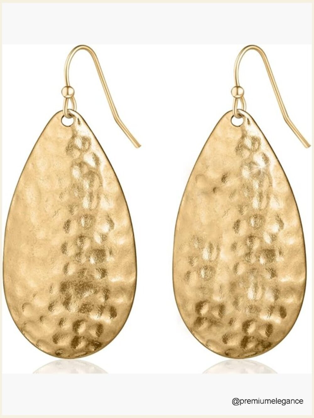 Hammered Teardrop Dangle Earrings - Boho Statement Drop Earrings